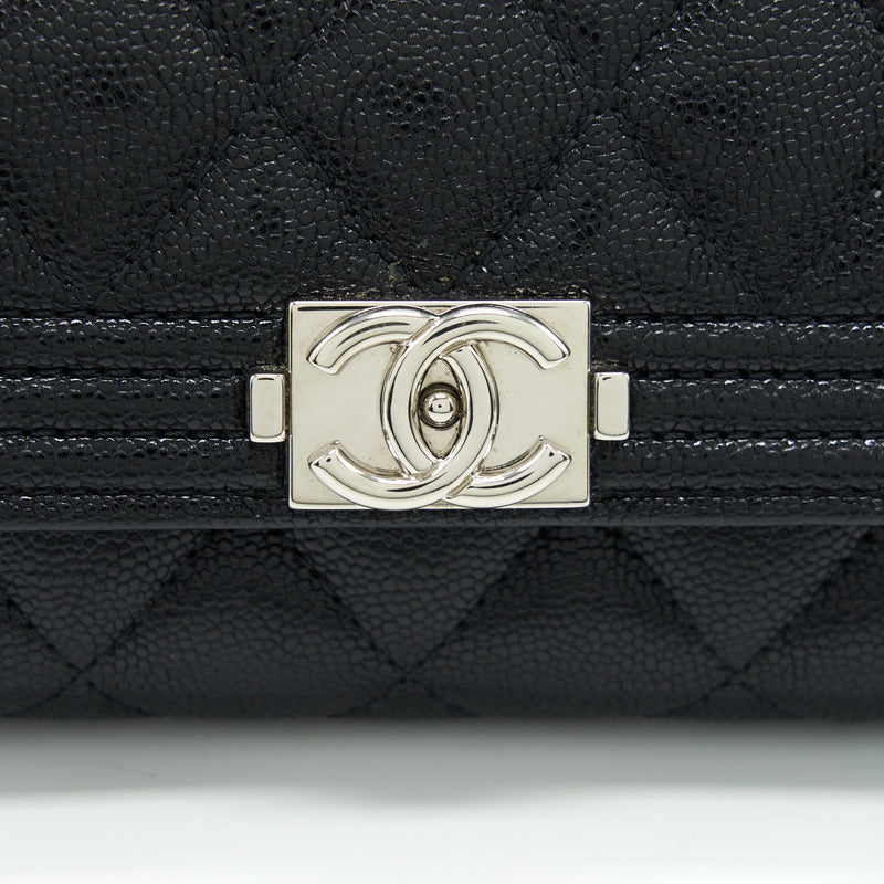 Chanel Boy Card Holder Caviar Black SHW
