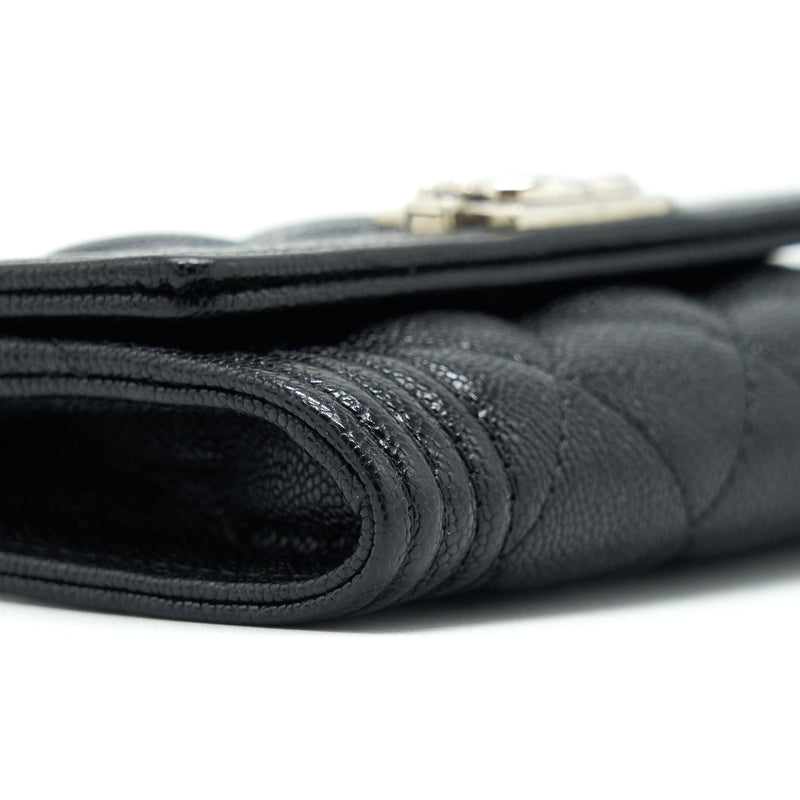 Chanel Boy Card Holder Caviar Black SHW