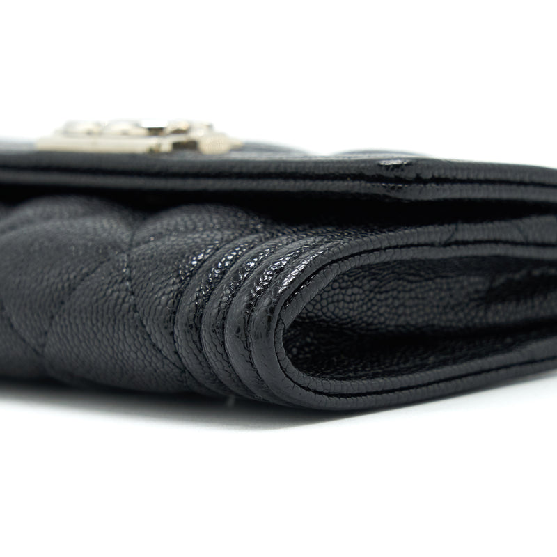 Chanel Boy Card Holder Caviar Black SHW