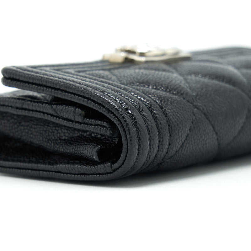 Chanel Boy Card Holder Caviar Black SHW