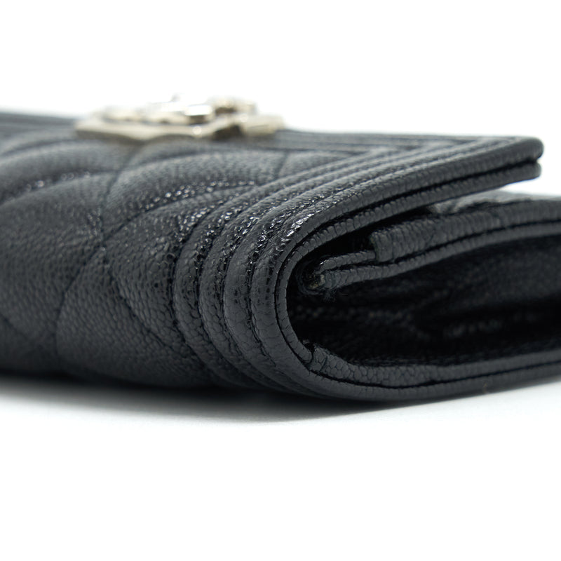 Chanel Boy Card Holder Caviar Black SHW