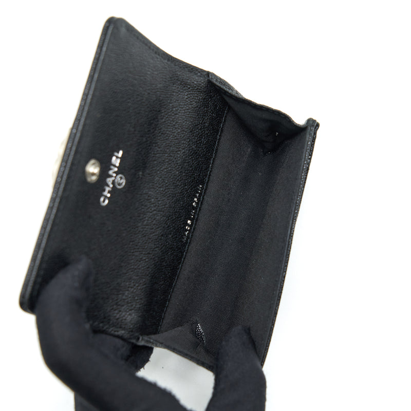 Chanel Boy Card Holder Caviar Black SHW