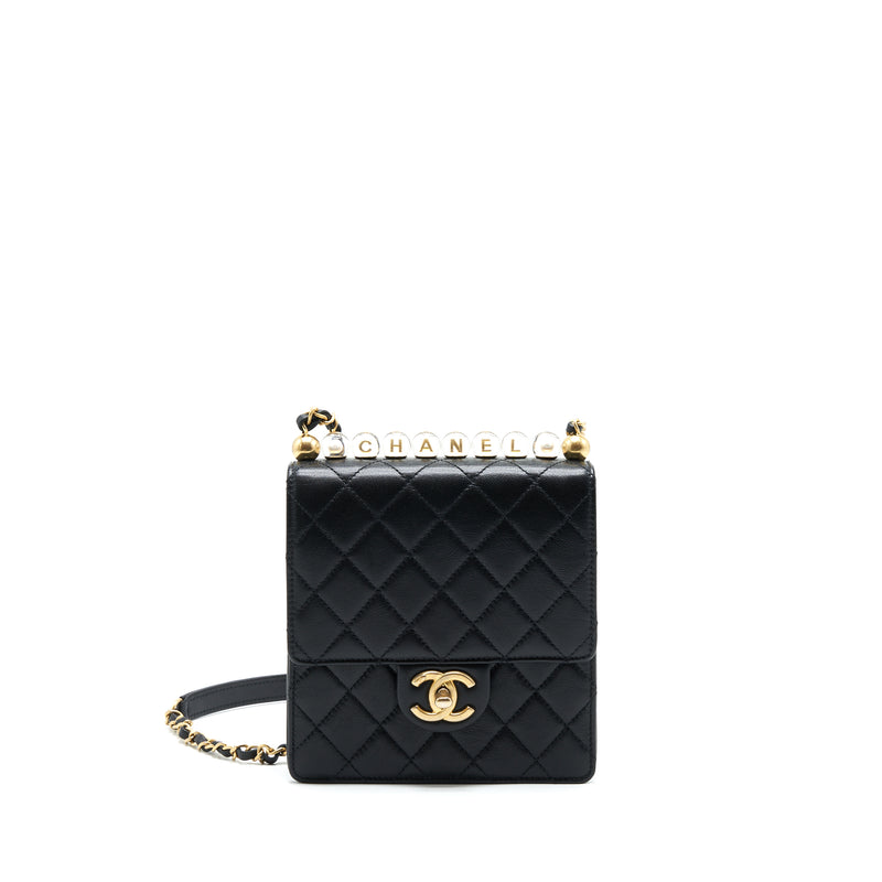 Chanel Limitation Pearl Flap Bag Goatskin Black GHW