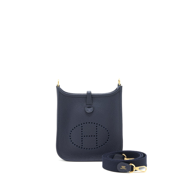 Hermes Mini Evelyne Blue Nuit/ Blue Indigo GHW Stamp Z