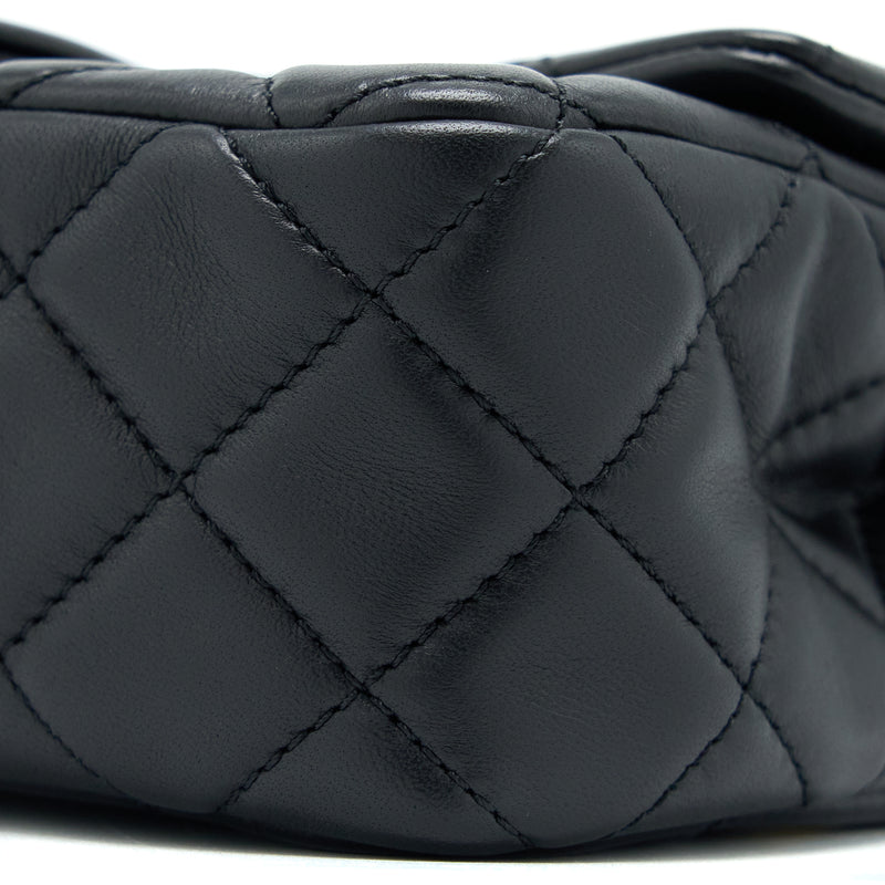 Chanel Pearl Crush Mini Rectangular Flap Bag Lambskin Black Brushed GHW
