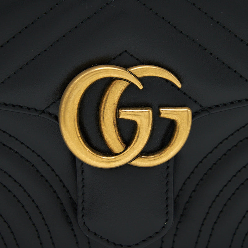 Gucci GG Marmont Mini Top Handle Bag Black GHW