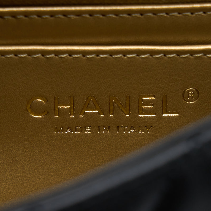 Chanel Pearl Crush Mini Rectangular Flap Bag Lambskin Black Brushed GHW