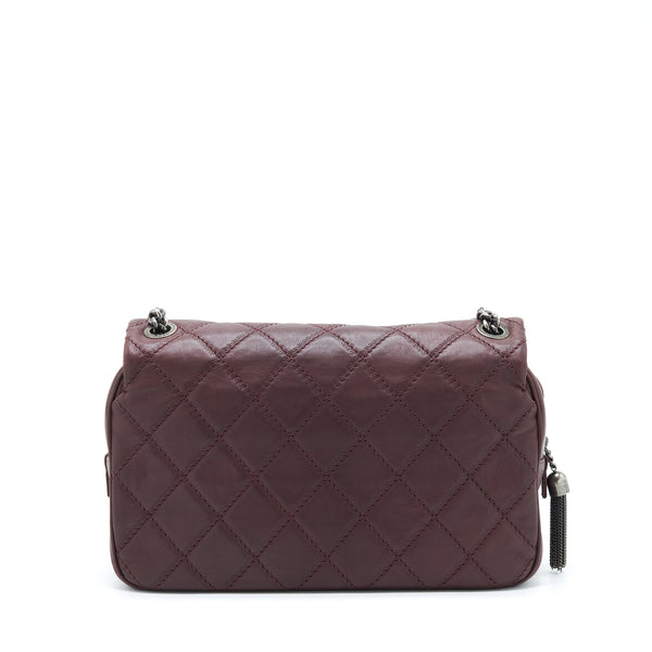 Chanel Jumbo Quilted Flap Bag Calfskin Burgundy Ruthenium Hardware