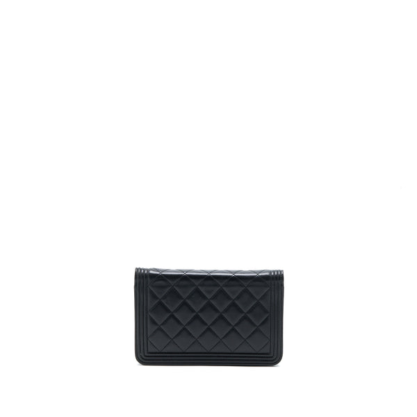 Chanel Boy Wallet On Chain Lambskin Black SHW