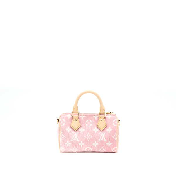 Louis Vuitton Nano Speedy Monogram Jacquard Denim Pink GHW (New Version)