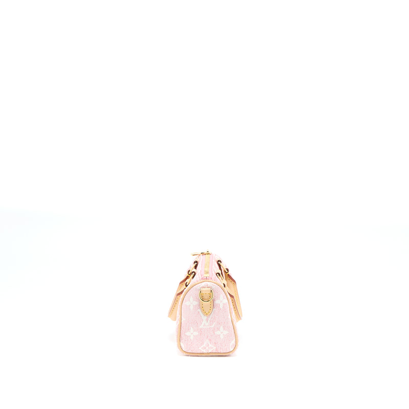 Louis Vuitton Nano Speedy Monogram Jacquard Denim Pink GHW