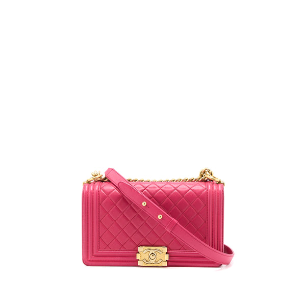 Chanel Medium Boy Bag Lambskin Pink GHW