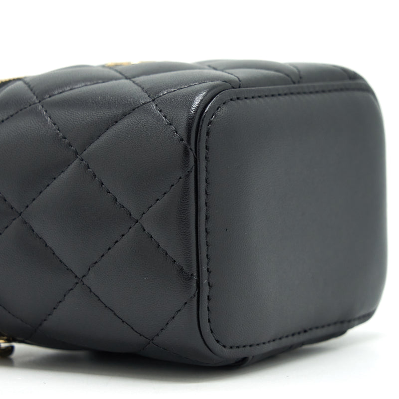 Chanel Top Handle Mini Vanity With Chain Lambskin Black LGHW
