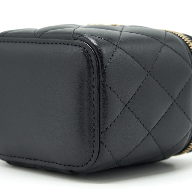 Chanel Top Handle Mini Vanity With Chain Lambskin Black LGHW