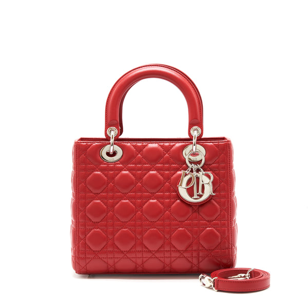 Christian Dior Medium Lady Dior Red SHW