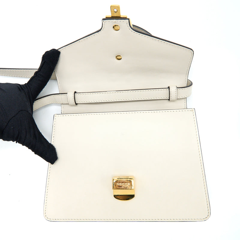 Gucci Mini Sylvia Top Handle Bag White GHW