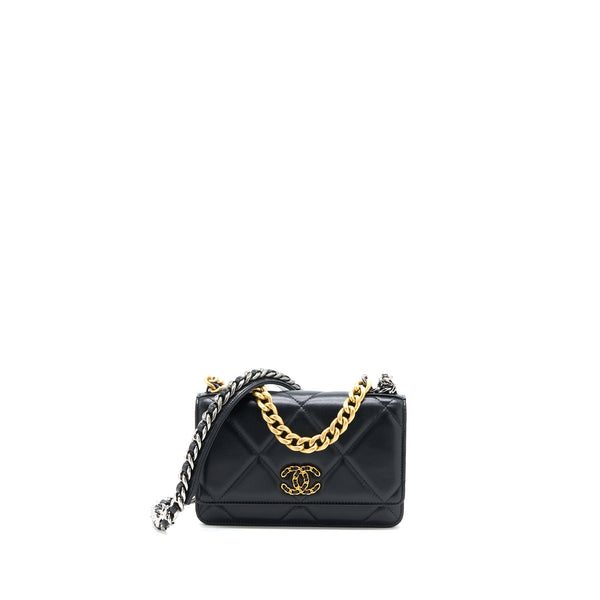 Chanel 19 Wallet On chain Lambskin Black Multicolour Hardware (Microchip)