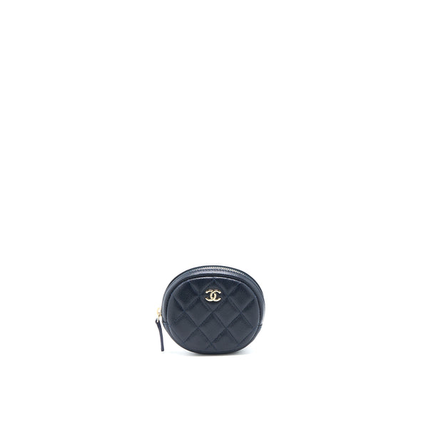 Chanel Mini Round Pouch Caviar Navy LGHW