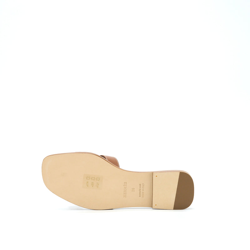 Hermes Size 36 Oran Sandal Box Leather Gold
