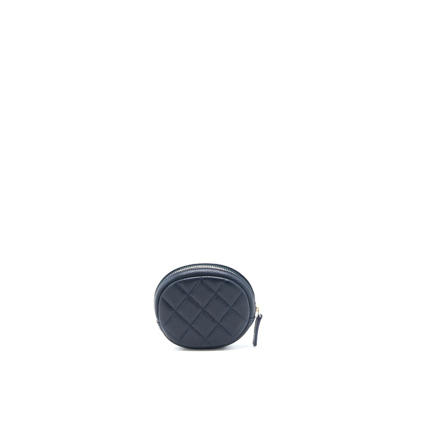 Chanel Mini Round Pouch Caviar Navy LGHW