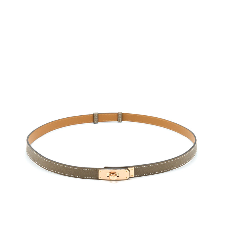 Hermes Kelly 18 Classic Belt Epsom Etoupe RGHW Stamp U