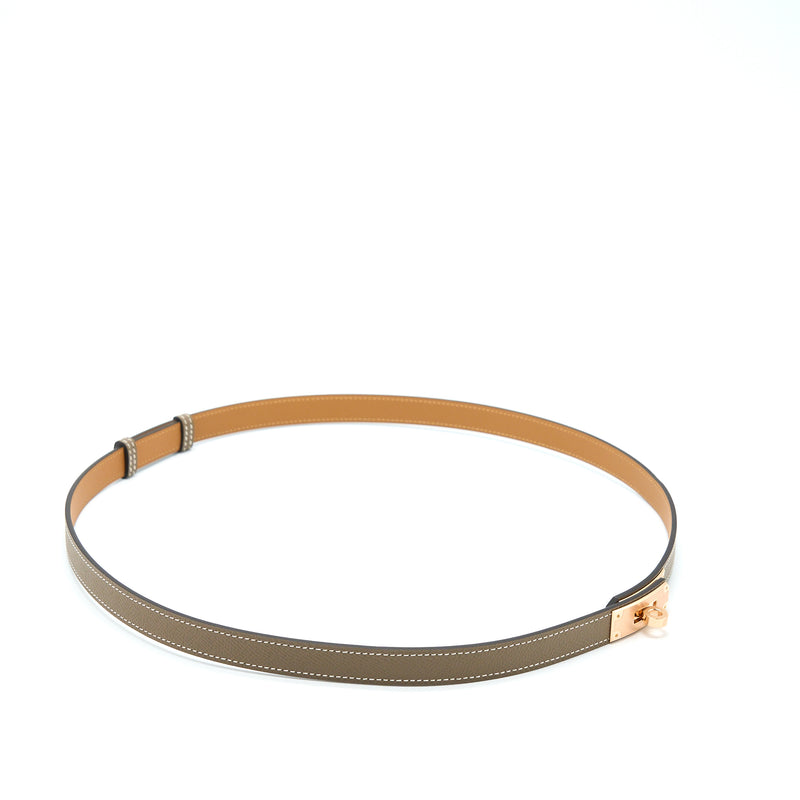 Hermes Kelly 18 Classic Belt Epsom Etoupe RGHW Stamp U