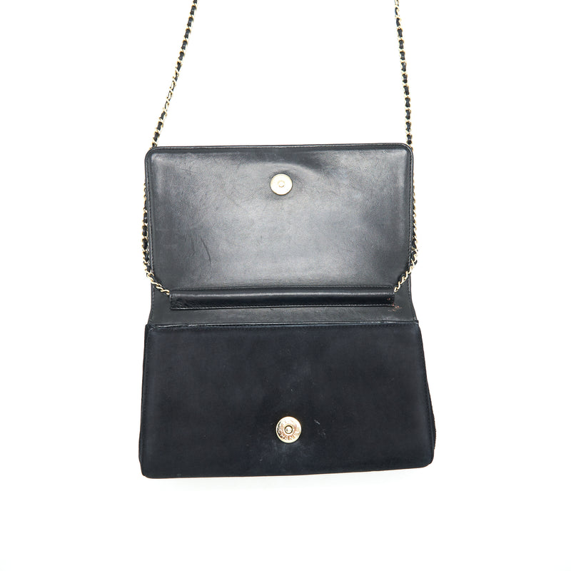 Chanel Quilted Velvet CC Logo Flap Bag black LGHW