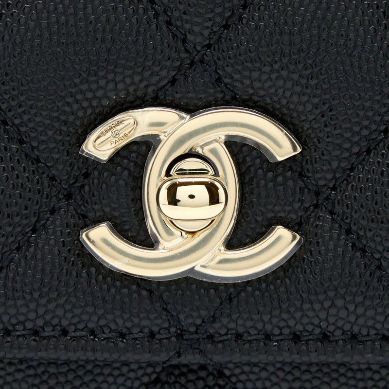 Chanel Small Coco Handle Flap Bag Caviar Black LGHW (Microchip)