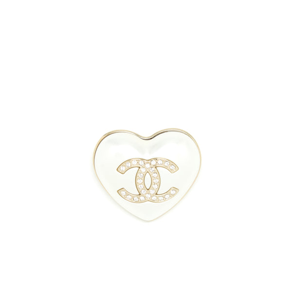 Chanel 21K Ivory Heart Brooch LGHW