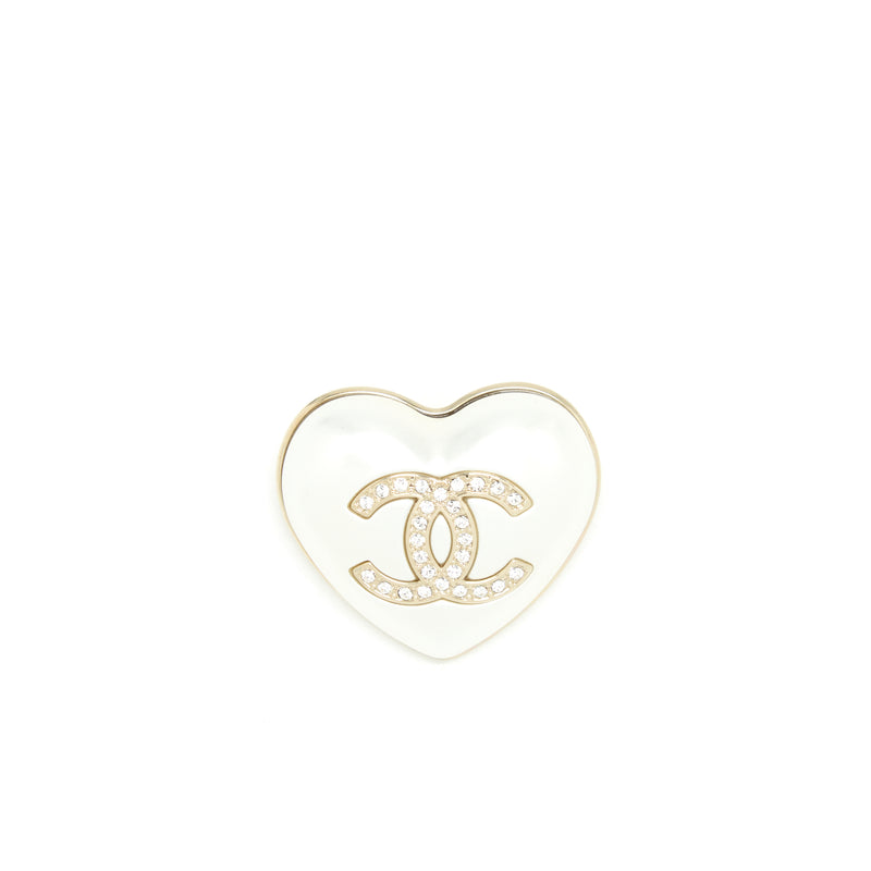 Chanel 21K Ivory Heart Brooch LGHW