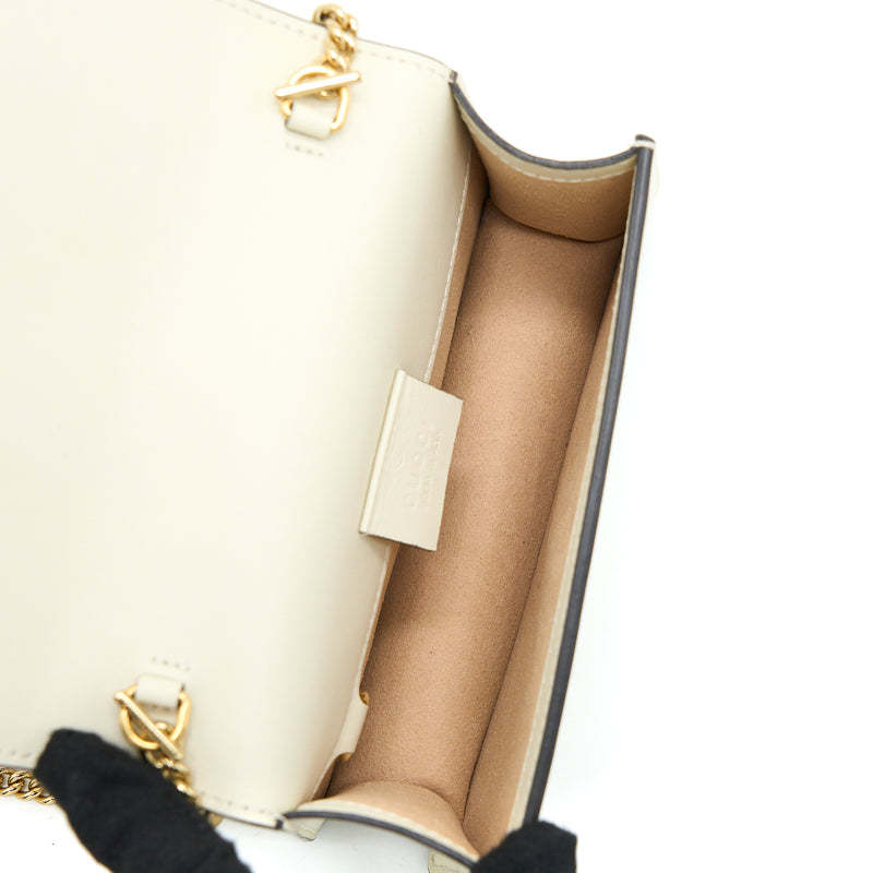 Gucci Sylvie Mini Chain Bag Calfskin White GHW
