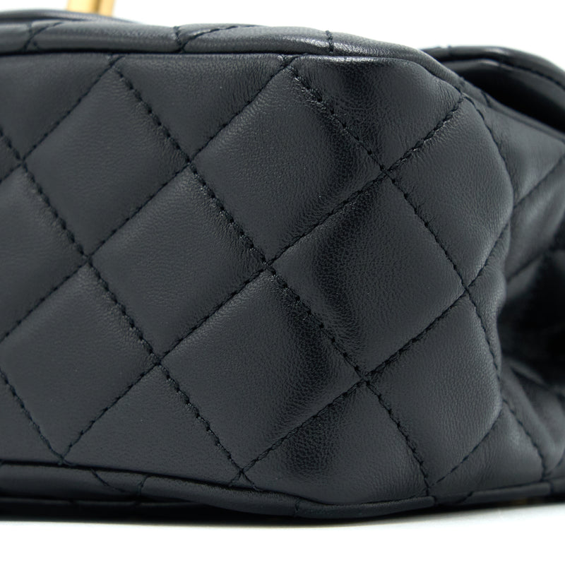 Chanel Pearl Crush Mini Square Lambskin Black Brushed GHW (Microchip)