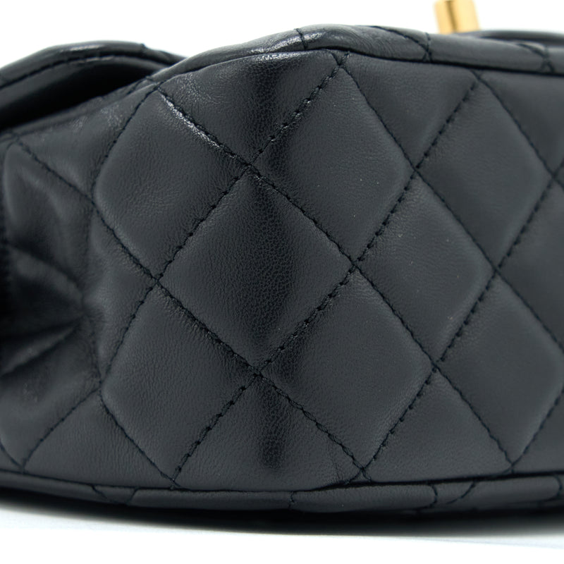 Chanel Pearl Crush Mini Square Lambskin Black Brushed GHW (Microchip)