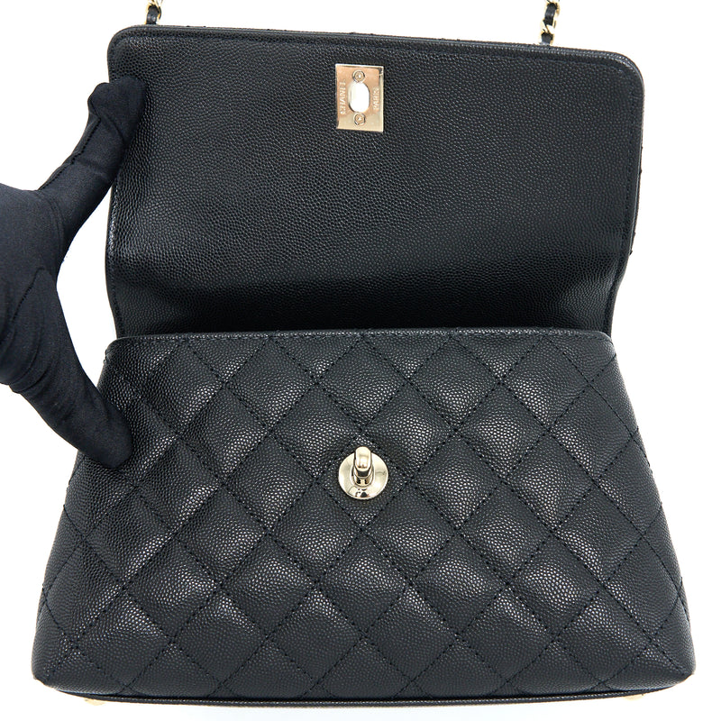 Chanel Small Coco Handle Flap Bag Caviar Black LGHW (Microchip)