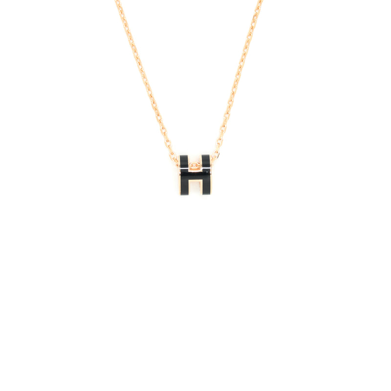 Hermes Mini Pop H Pendant Black RGHW