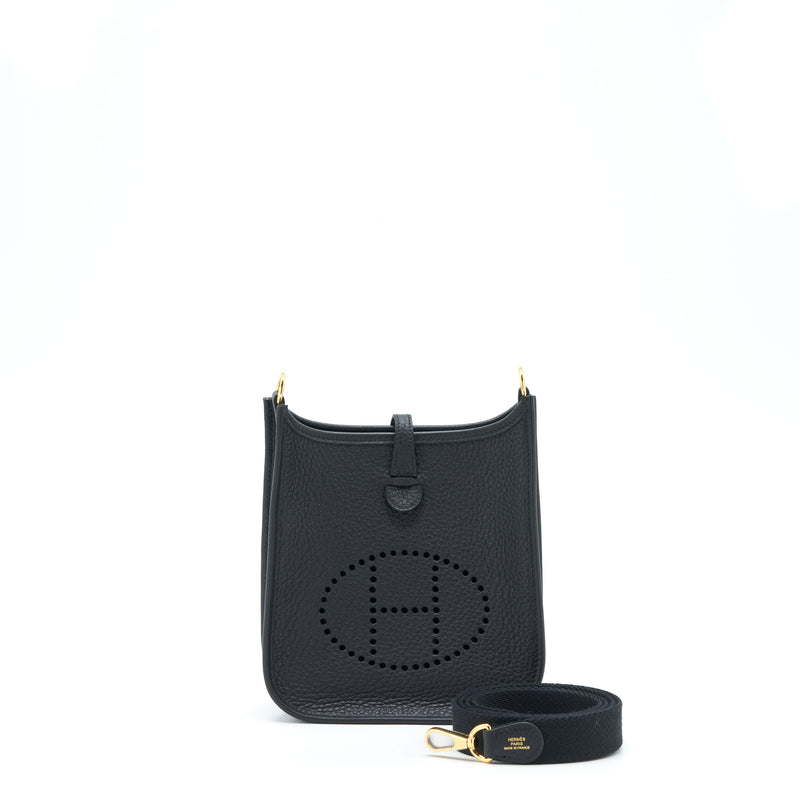 Hermes Mini Evelyne Clemence Black GHW Stamp U