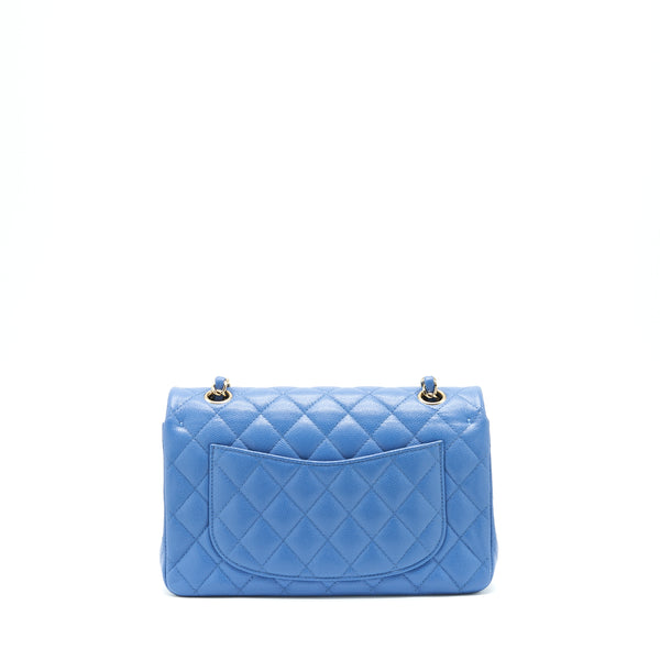 Chanel Small Classic double Flap Caviar Blue LGHW