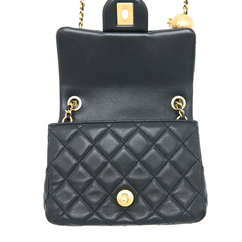 Chanel Pearl Crush Mini Square Lambskin Black Brushed GHW (Microchip)