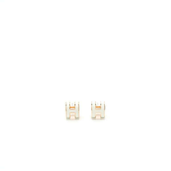 Hermes Mini Pop H Earring Blanc GHW