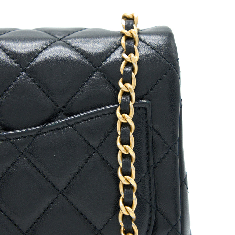Chanel Pearl Crush Mini Square Lambskin Black Brushed GHW (Microchip)