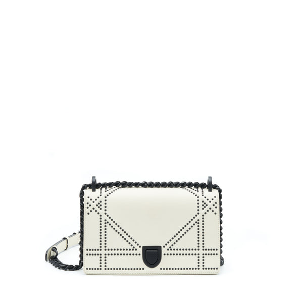 Dior Small Studded Diorama White With Black Hardware