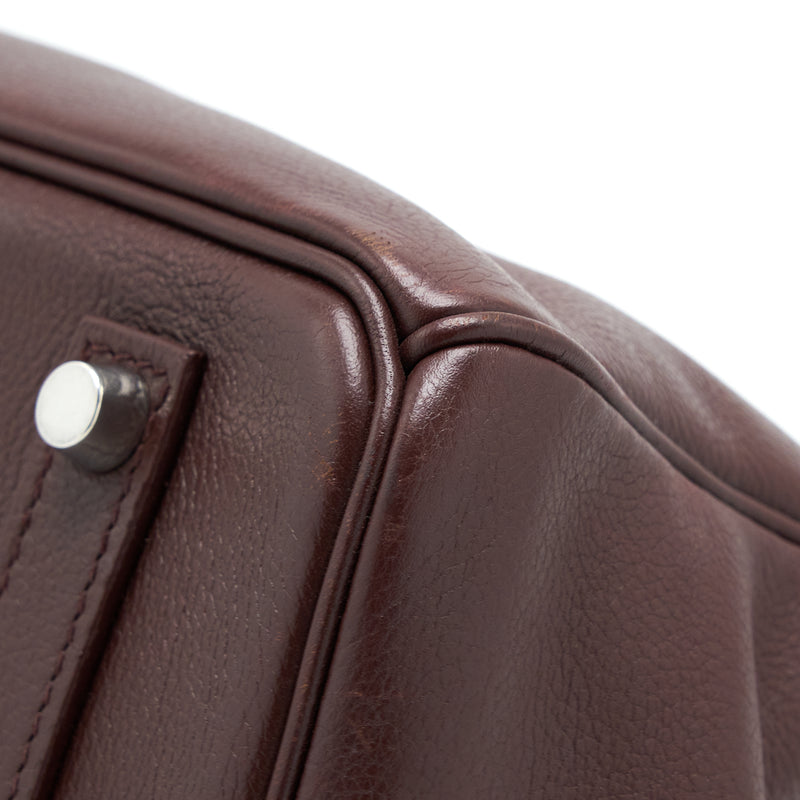 Hermes Birkin 35 Evergrain Bordeaux SHW Stamp Square K