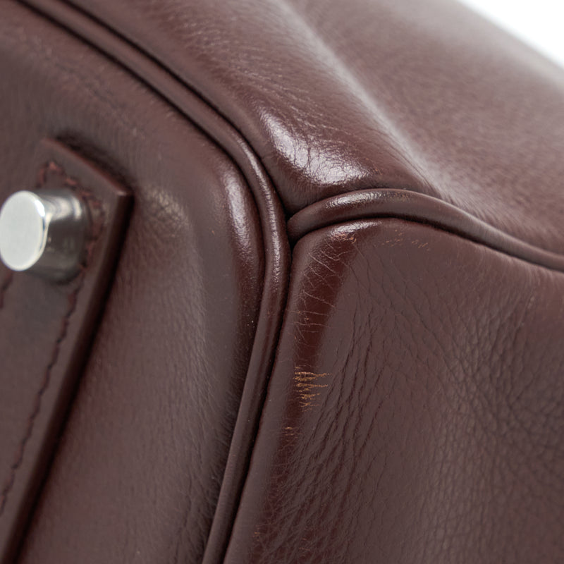 Hermes Birkin 35 Evergrain Bordeaux SHW Stamp Square K