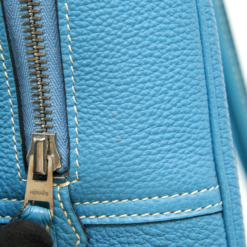 Hermes plume bag Togo jeans blue SHW Stamp Square G