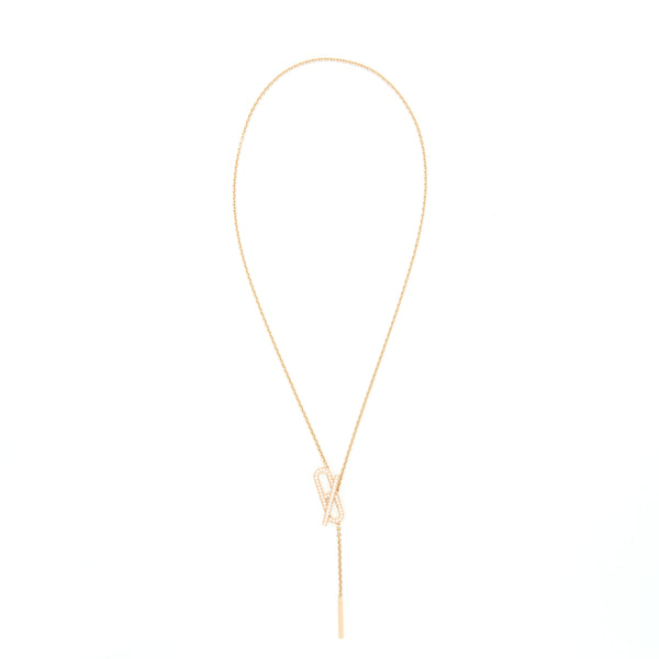 Hermes Ever Chaine D’Ancre Lariat Necklace Rose Gold With Diamonds