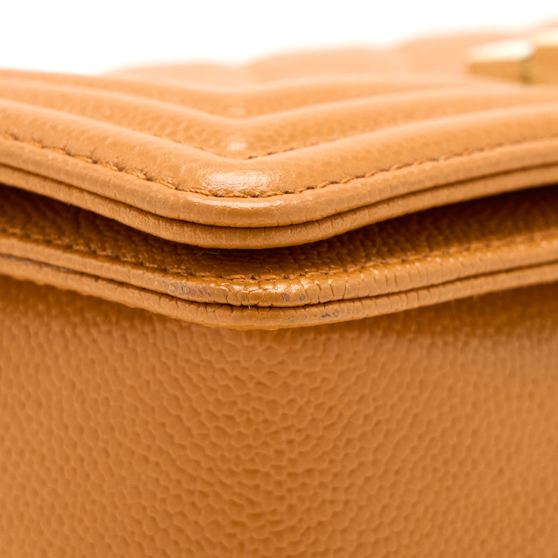 Chanel Small Boy Bag Caviar 21A NC630 Caramel LGHW (Microchip)