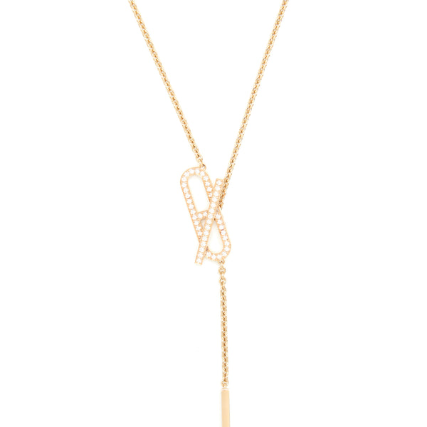 Hermes Ever Chaine D’Ancre Lariat Necklace Rose Gold With Diamonds