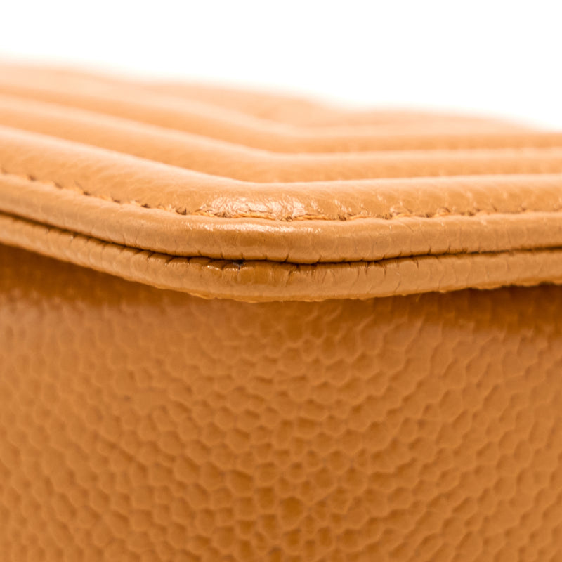 Chanel Small Boy Bag Caviar 21A NC630 Caramel LGHW (Microchip)