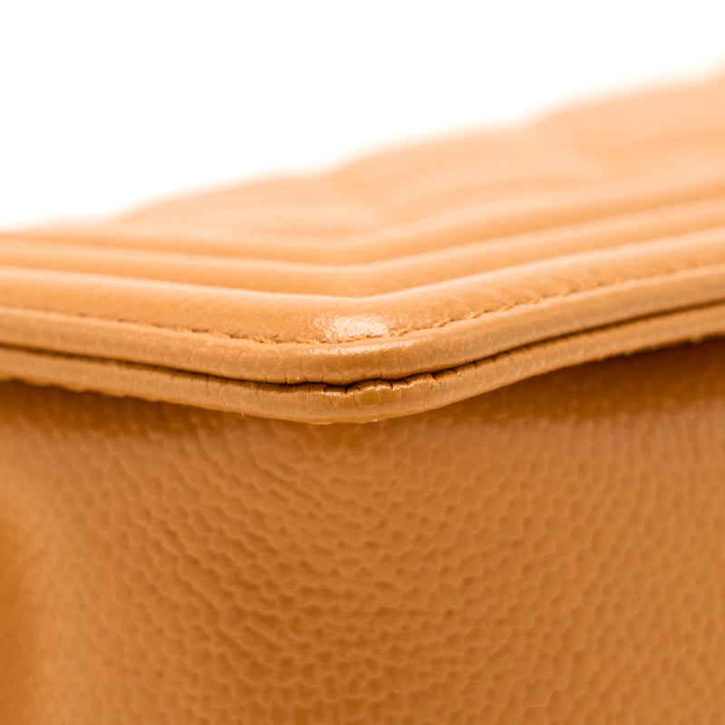Chanel Small Boy Bag Caviar 21A NC630 Caramel LGHW (Microchip)