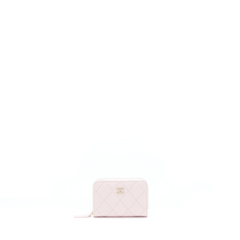 Chanel Zip Card Holder Caviar Light Pink LGHW
